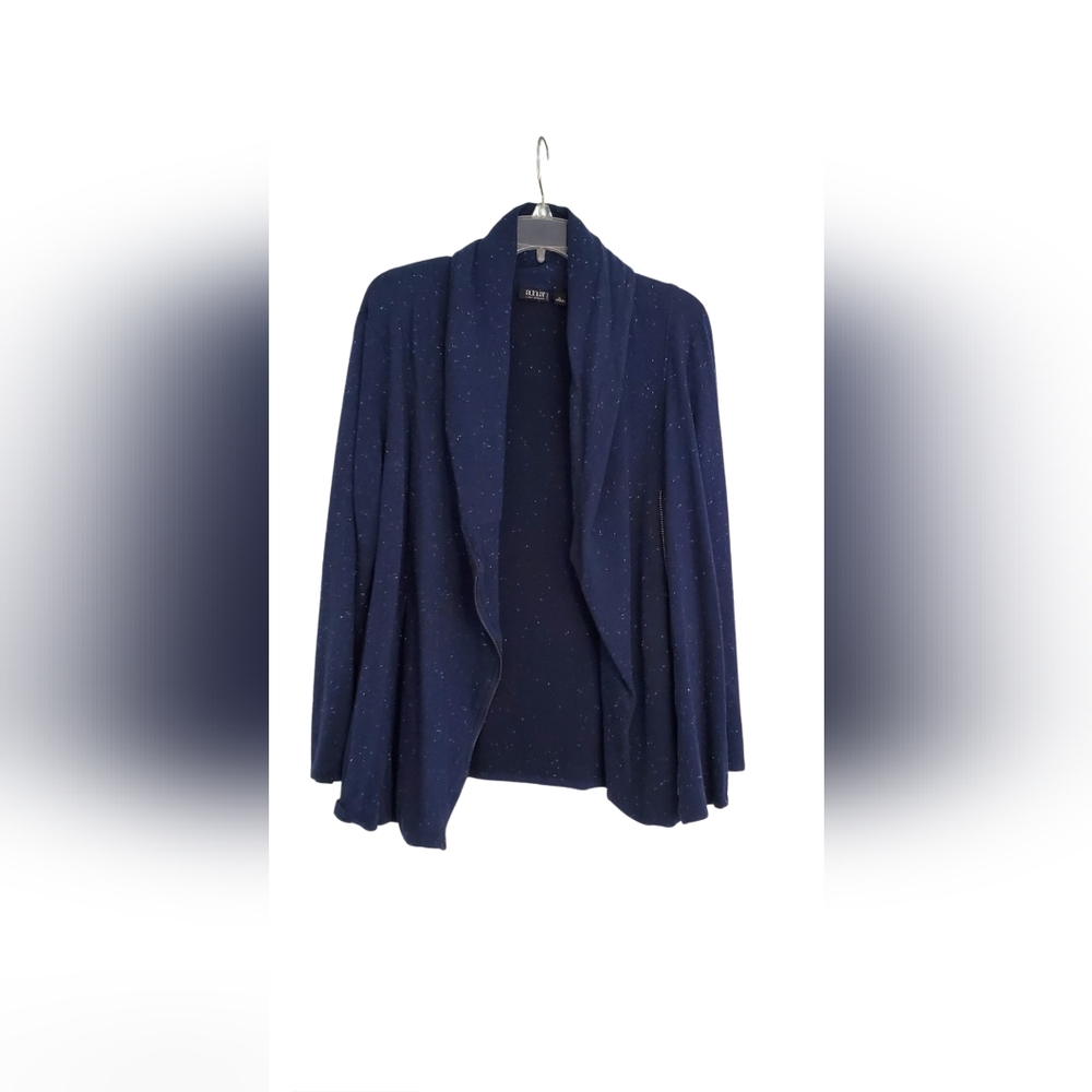 Navy Blue Speckled Cowl Collar Jacket Petite Large